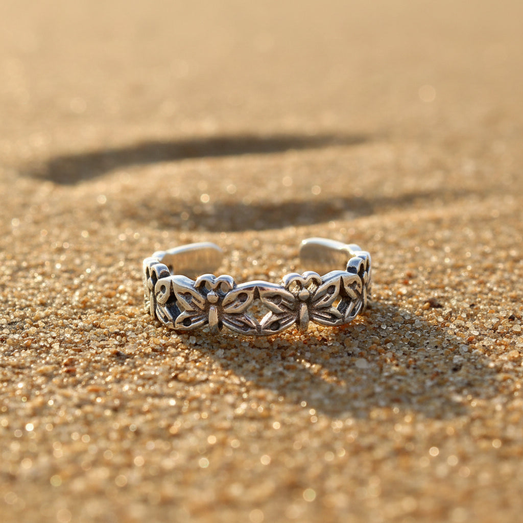 Butterflies Sterling Silver Toe Ring-0