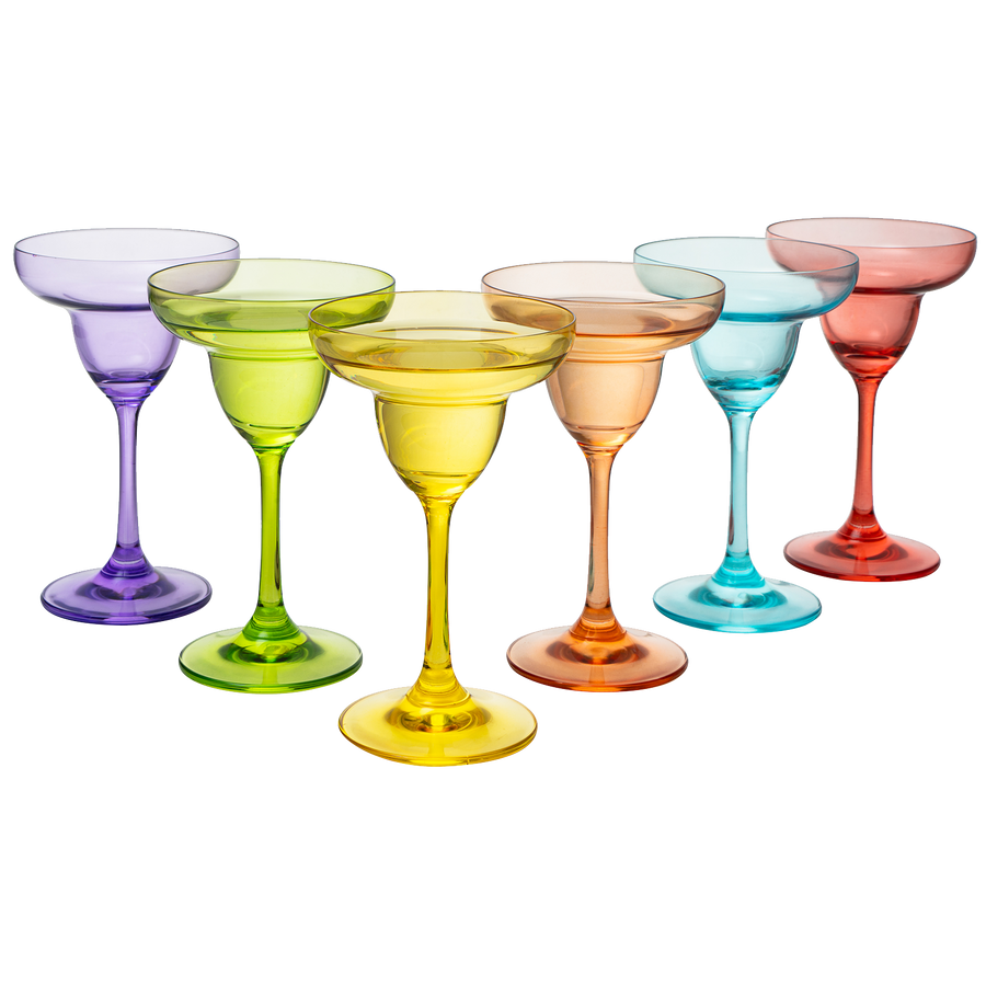 Colorful Margarita Cocktail Glasses Set Of 6 Large 10 25 Oz Premium Barware Gift