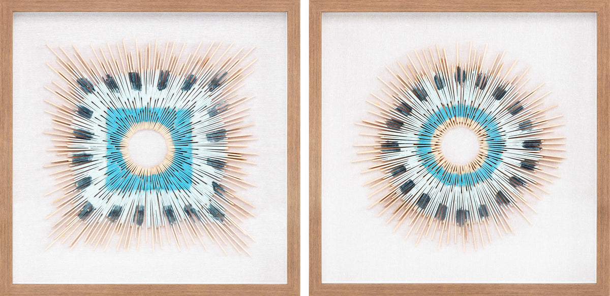 Yenice Natural Wood Geometric Wall Art Set Of Two - Clearance-0